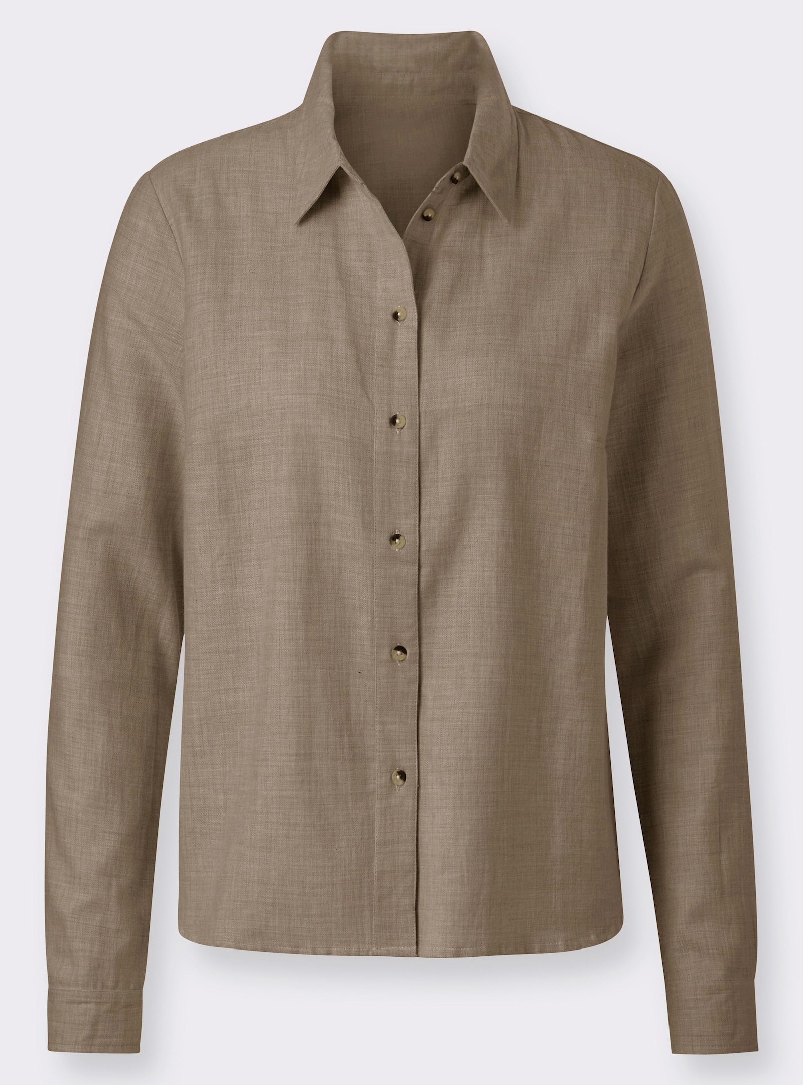 Hemdbluse aus Baumwoll-Stoff - sesam-meliert