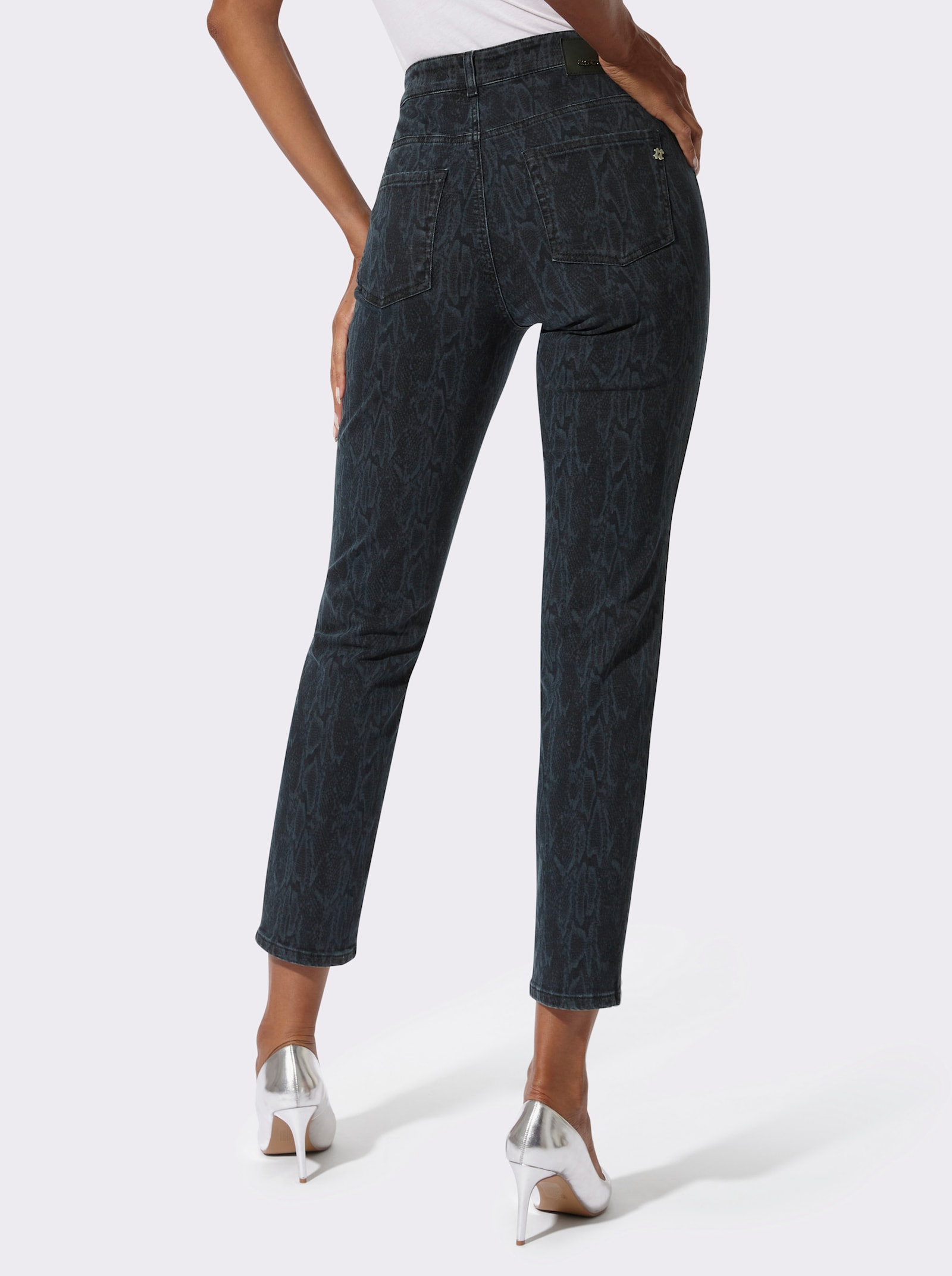 Jeans in Schlangen-Optik - dark blue-bedruckt