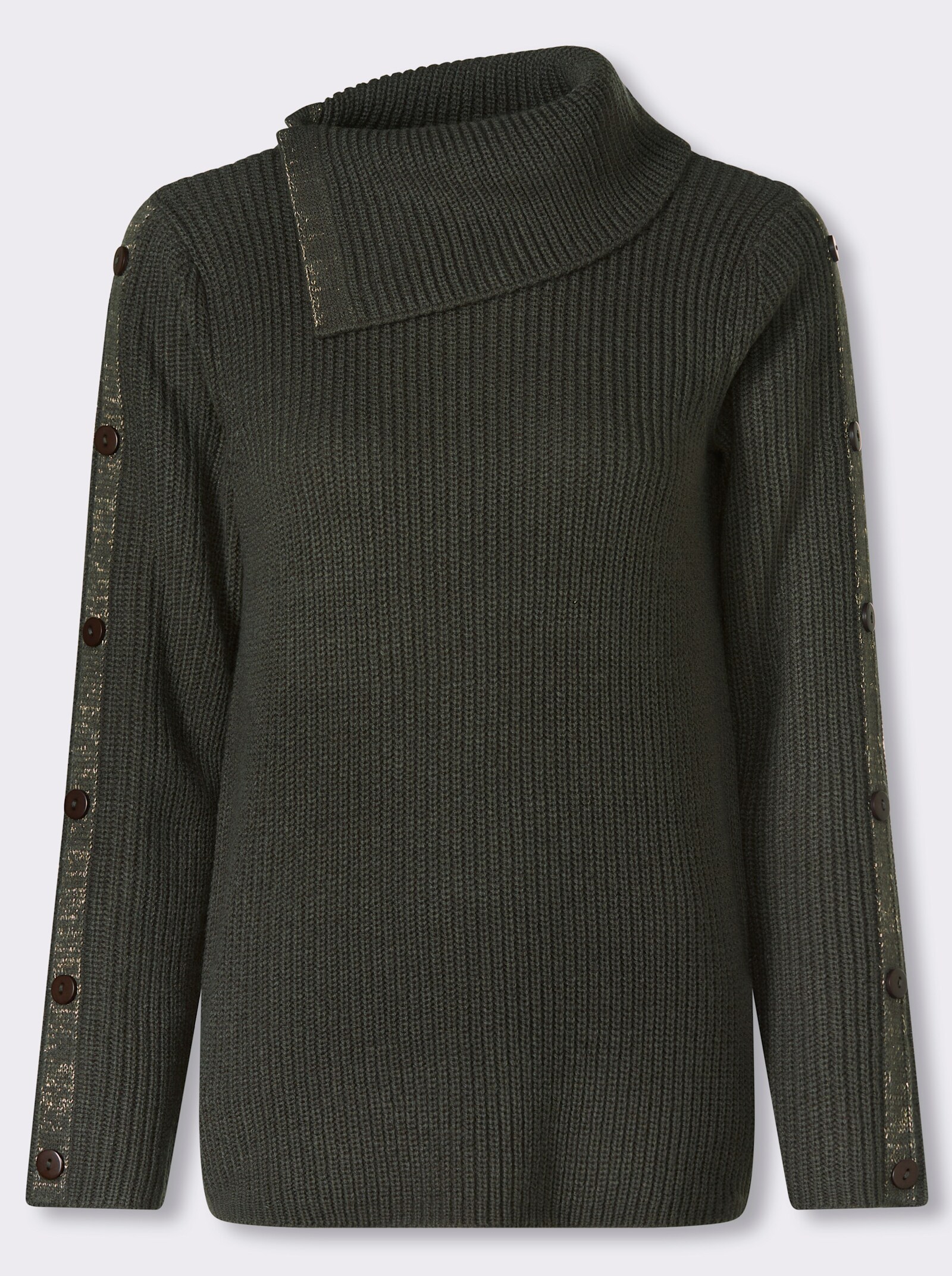 Langarm-Pullover mit asymmetrischem Kragen - graphit