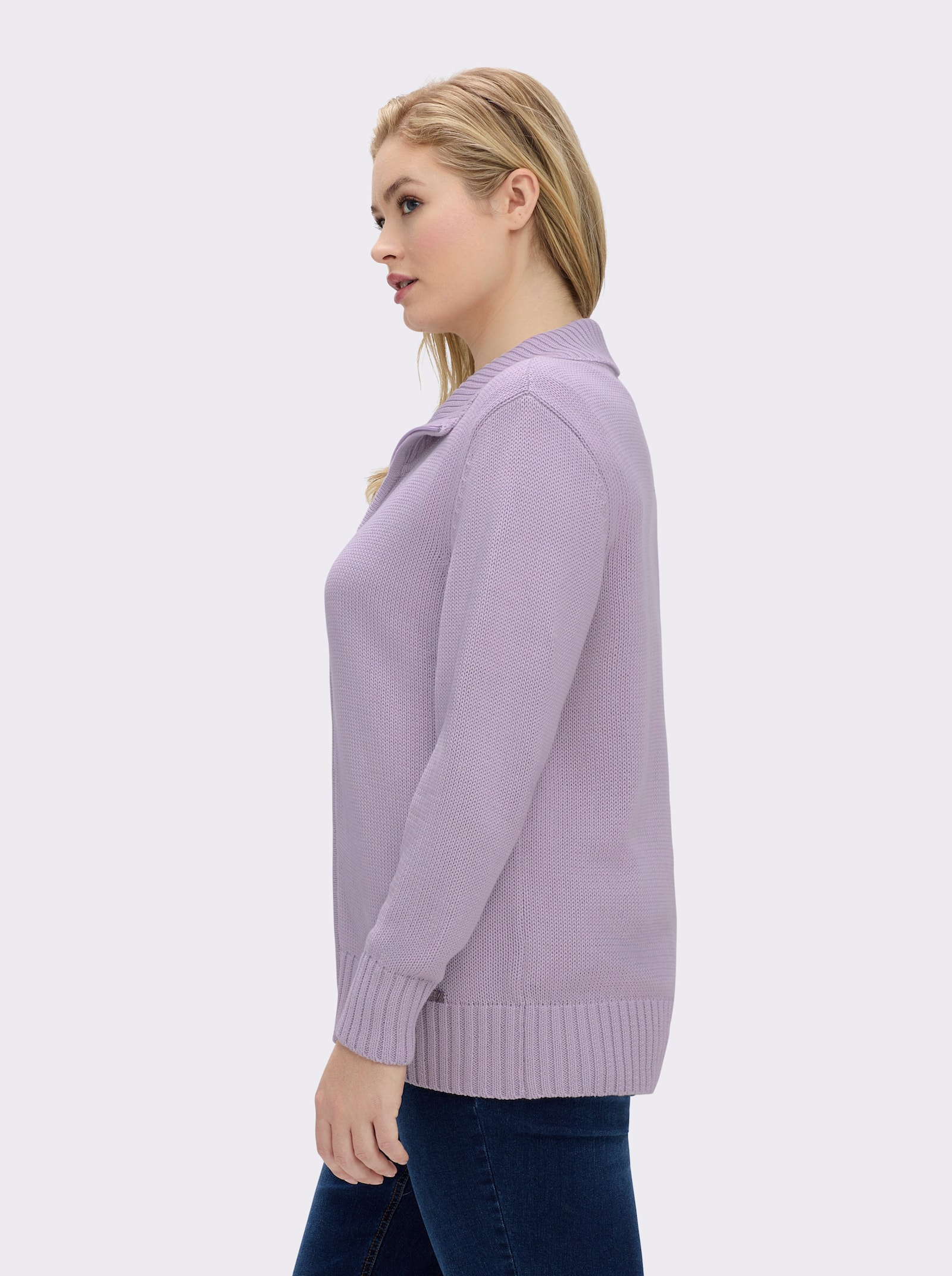 Strickjacke mit 2-Wege-Reißverschluss - flieder