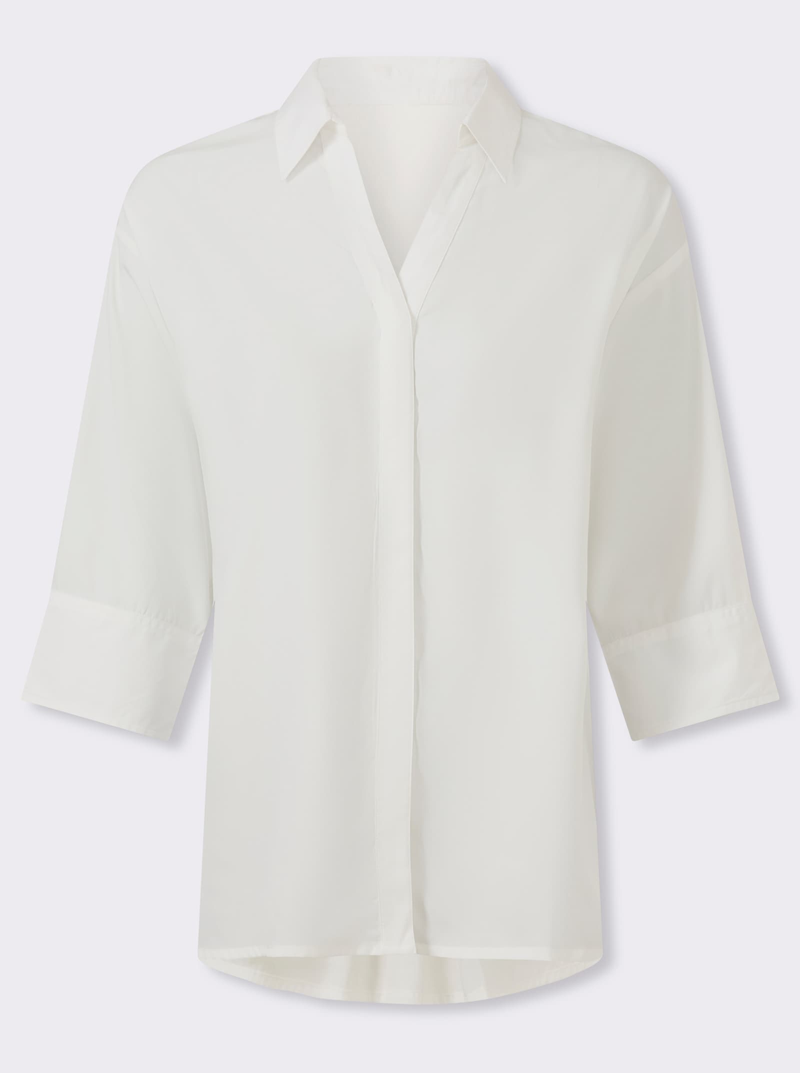 Longbluse mit Falte im Rückteil - weiß