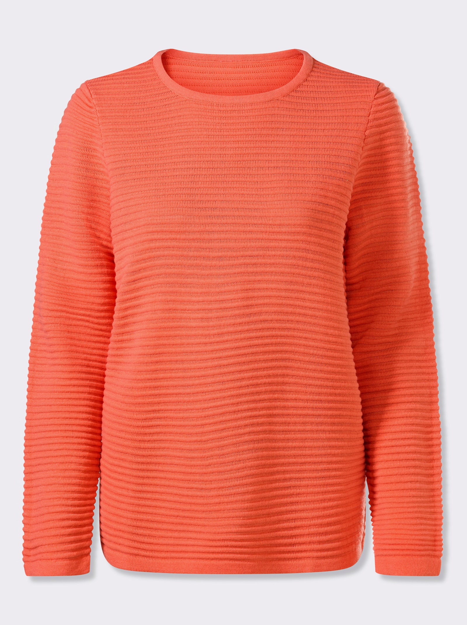 Långärmad tröja i ribbad look - korall