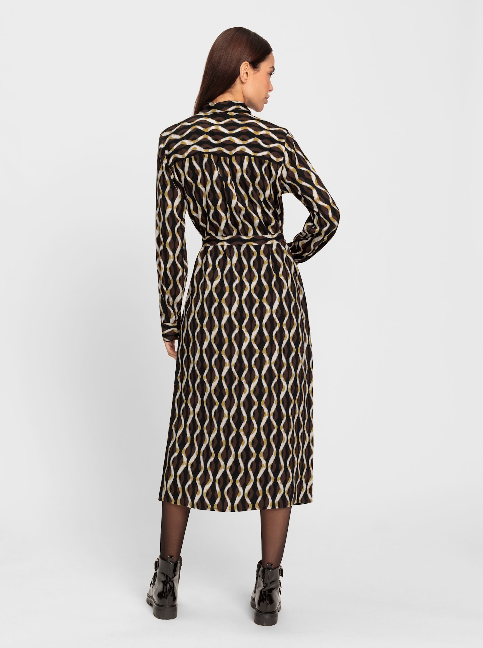 heine Druckkleid mit Kellerfalte im Rücken - schoko-ecru-bedruckt