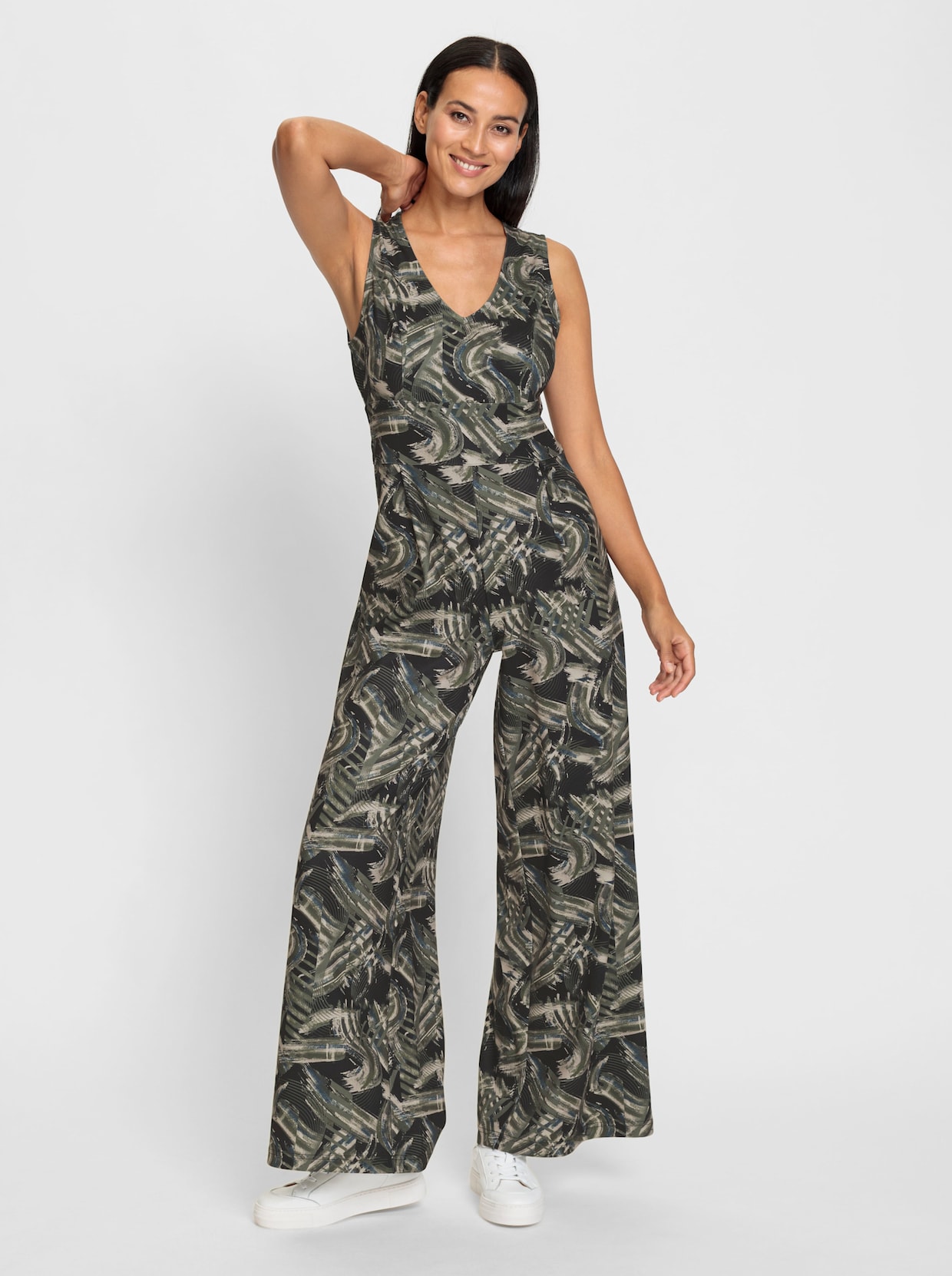 heine Jumpsuit - khaki-ecru-bedruckt