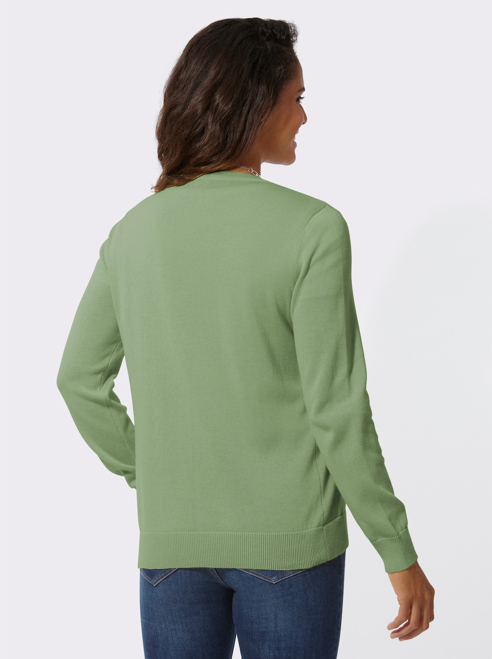 Pletený kabátek s knoflíkovou lištou - eukalypt