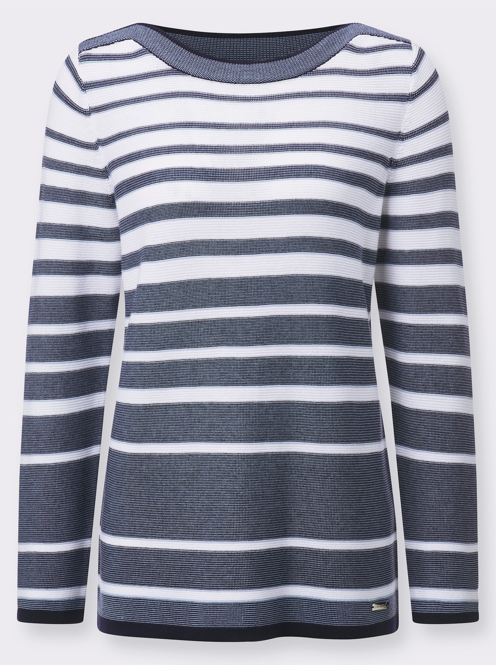 Streifenpullover mit langen Ärmeln - marine-weiss-geringelt