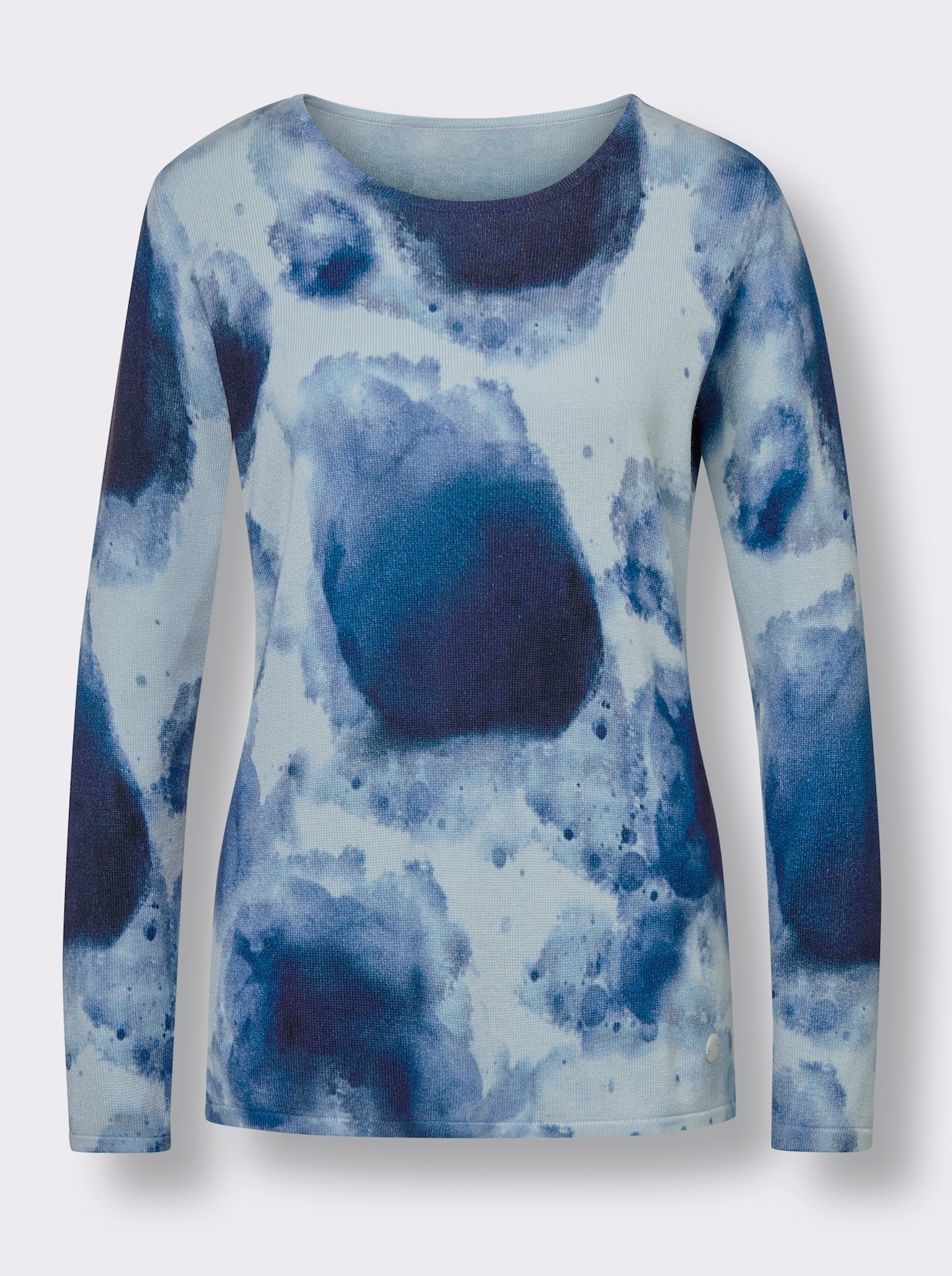 CREATION L PREMIUM Lyocell-Merino-Pullover - hellblau-marine-bedruckt