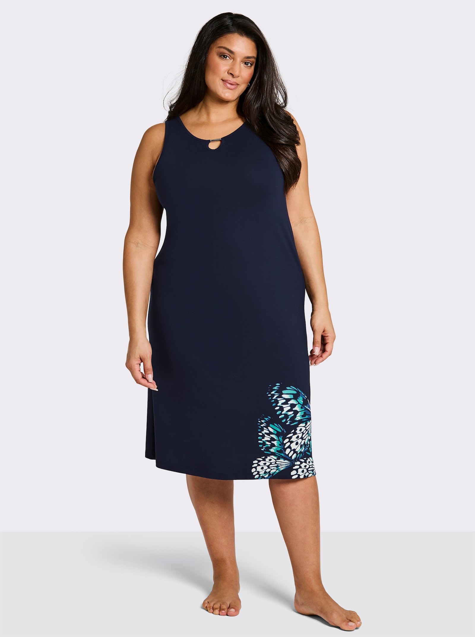 feel good Sommerkleid mit Deko-Spange - marine-royalblau