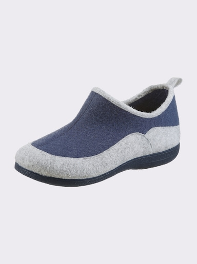 Waldläufer Hausschuh mit weitem Einstieg - marine