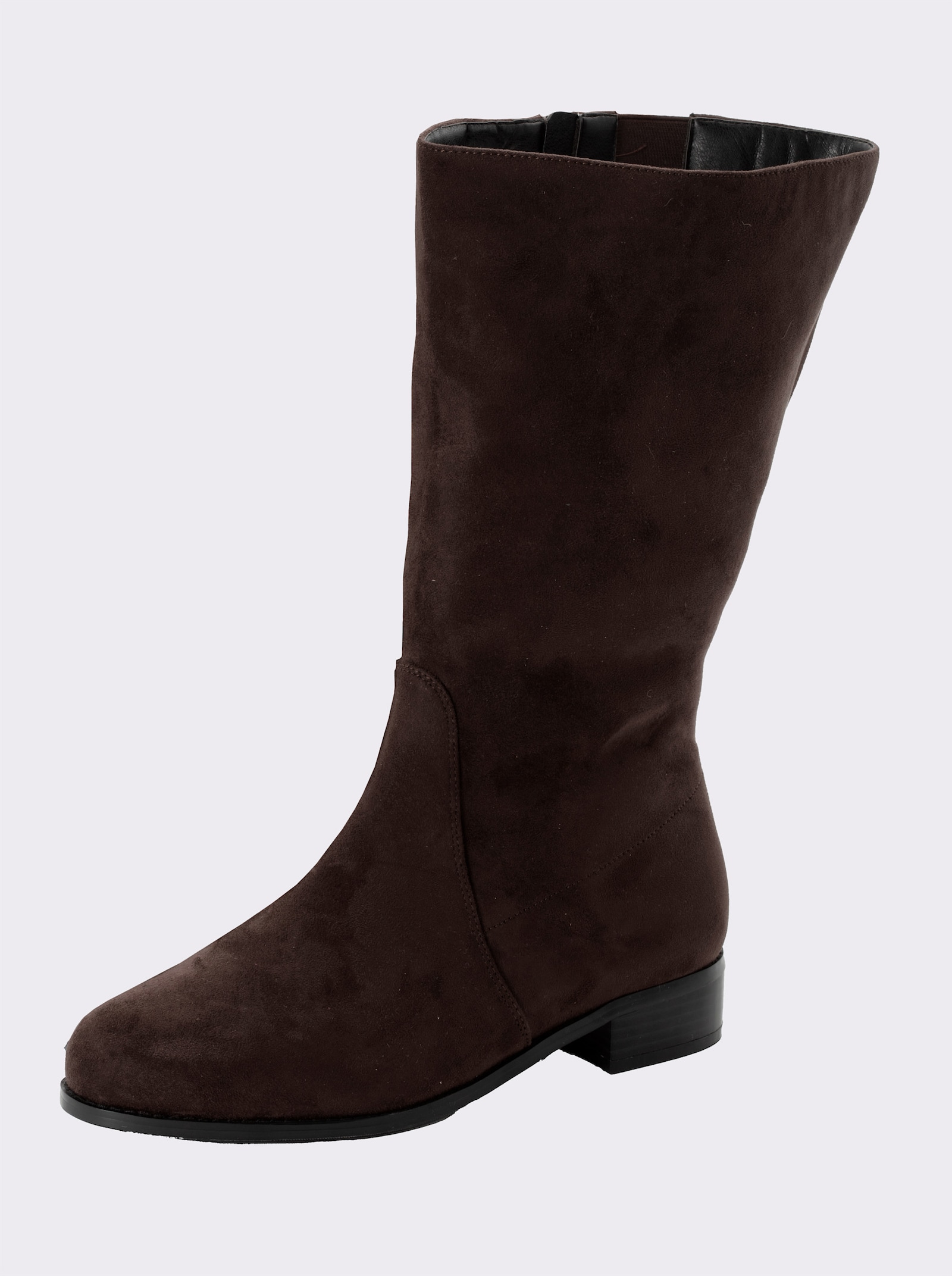 sheego Weitschaftstiefel in Wildleder-Optik - schoko