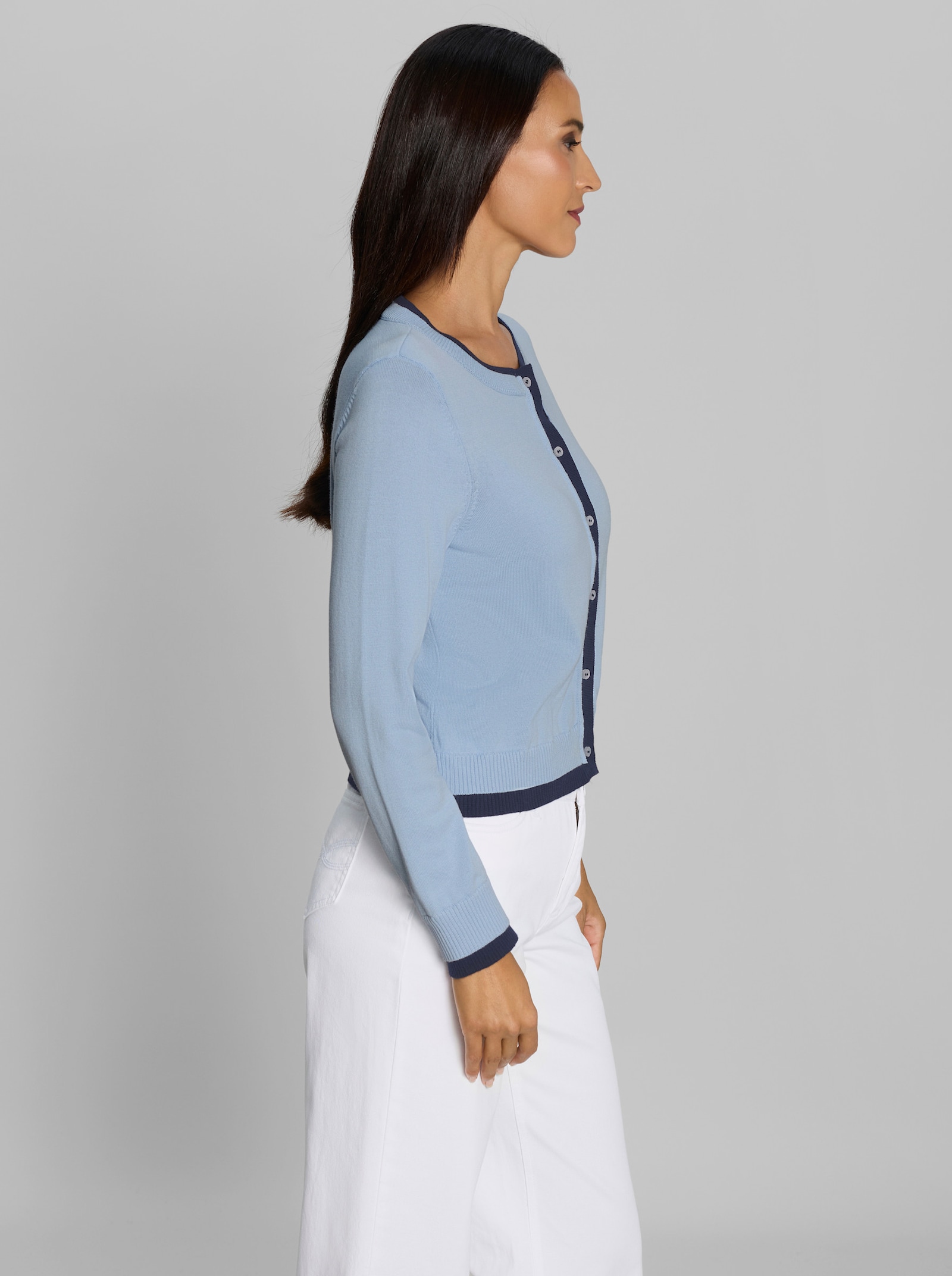 heine Feinstrickjacke in Lagenoptik - hellblau-marine