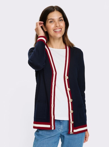Strickjacke - marine-rot