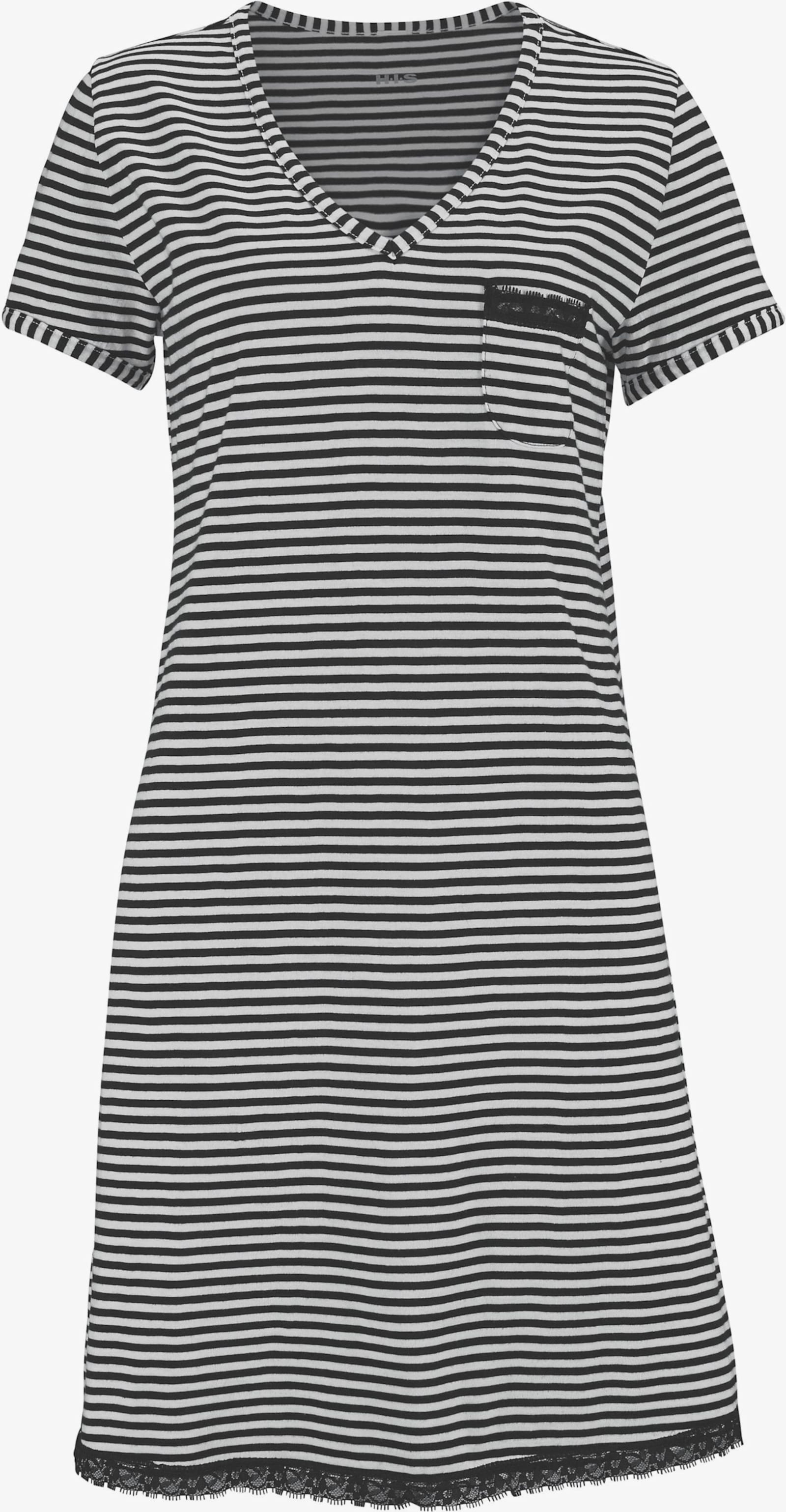 H.I.S Chemise de nuit - noir à rayures