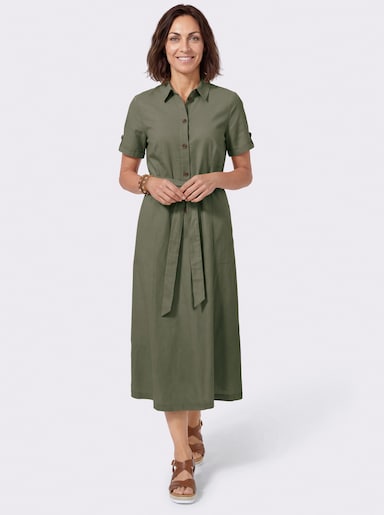Hemdblusenkleid mit Bindegürtel - khaki