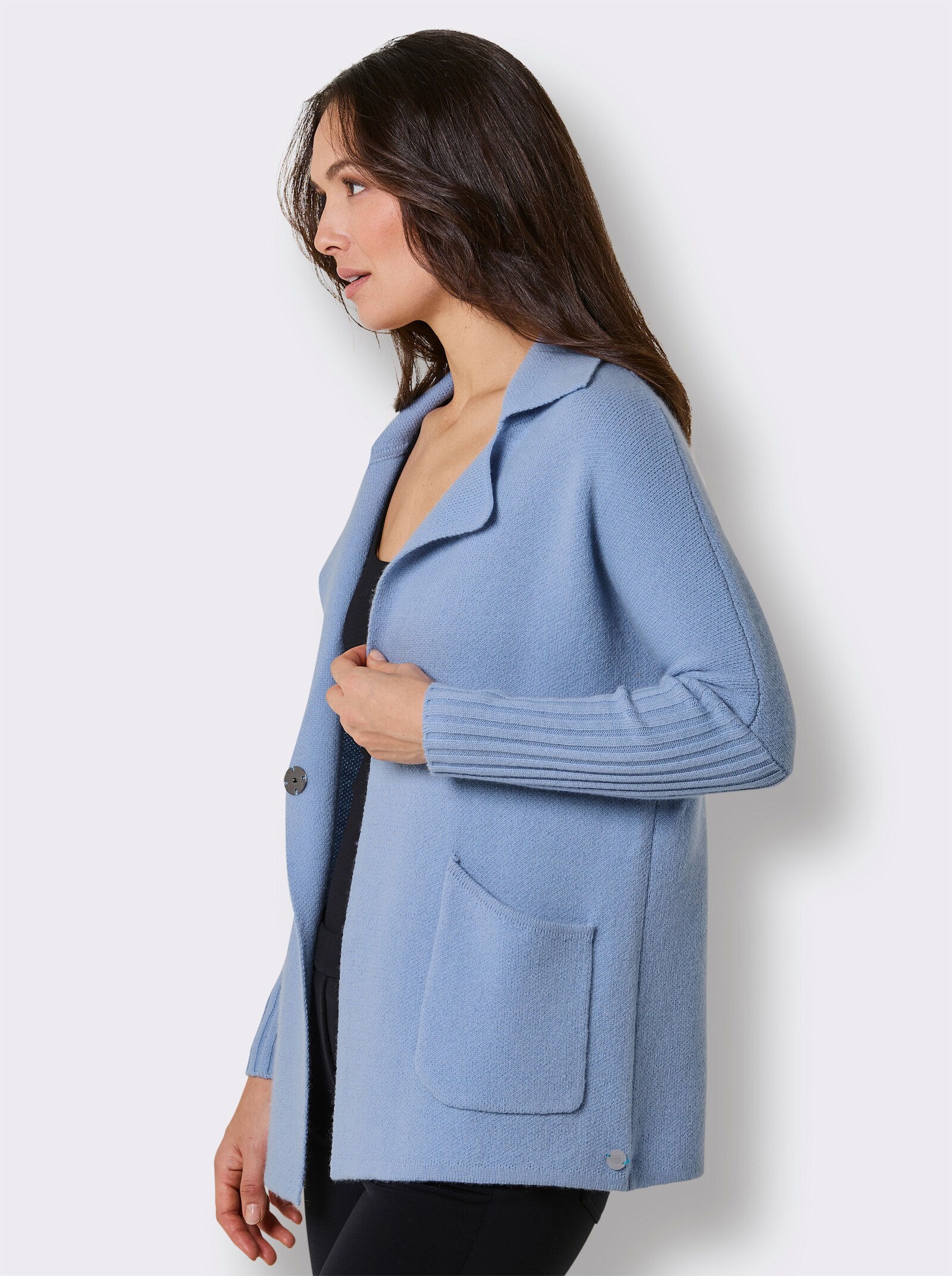 CREATION L PREMIUM Kaschmir-Strickjacke - bleu