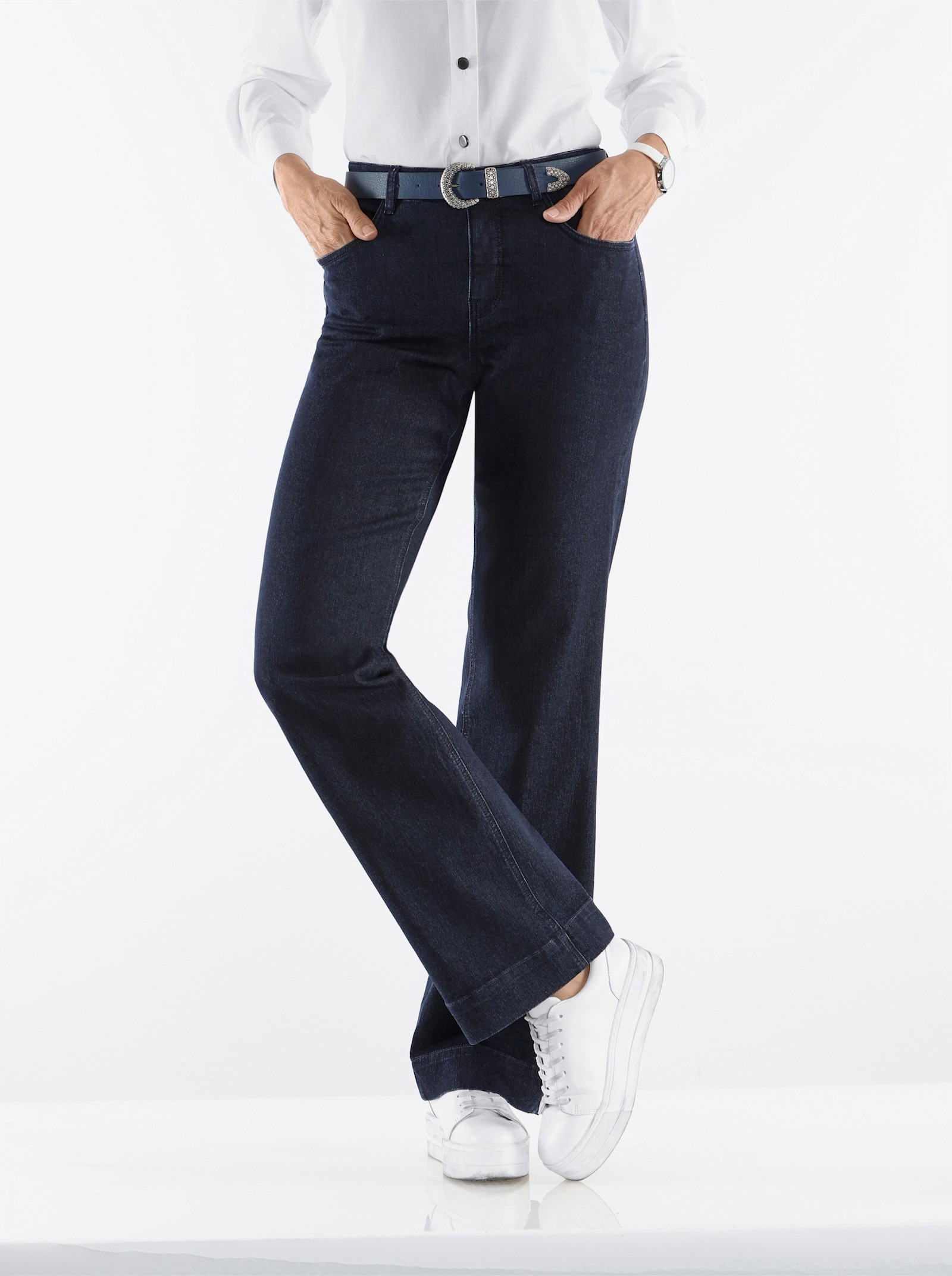 Jeans met wijde pijpen - dark-blue