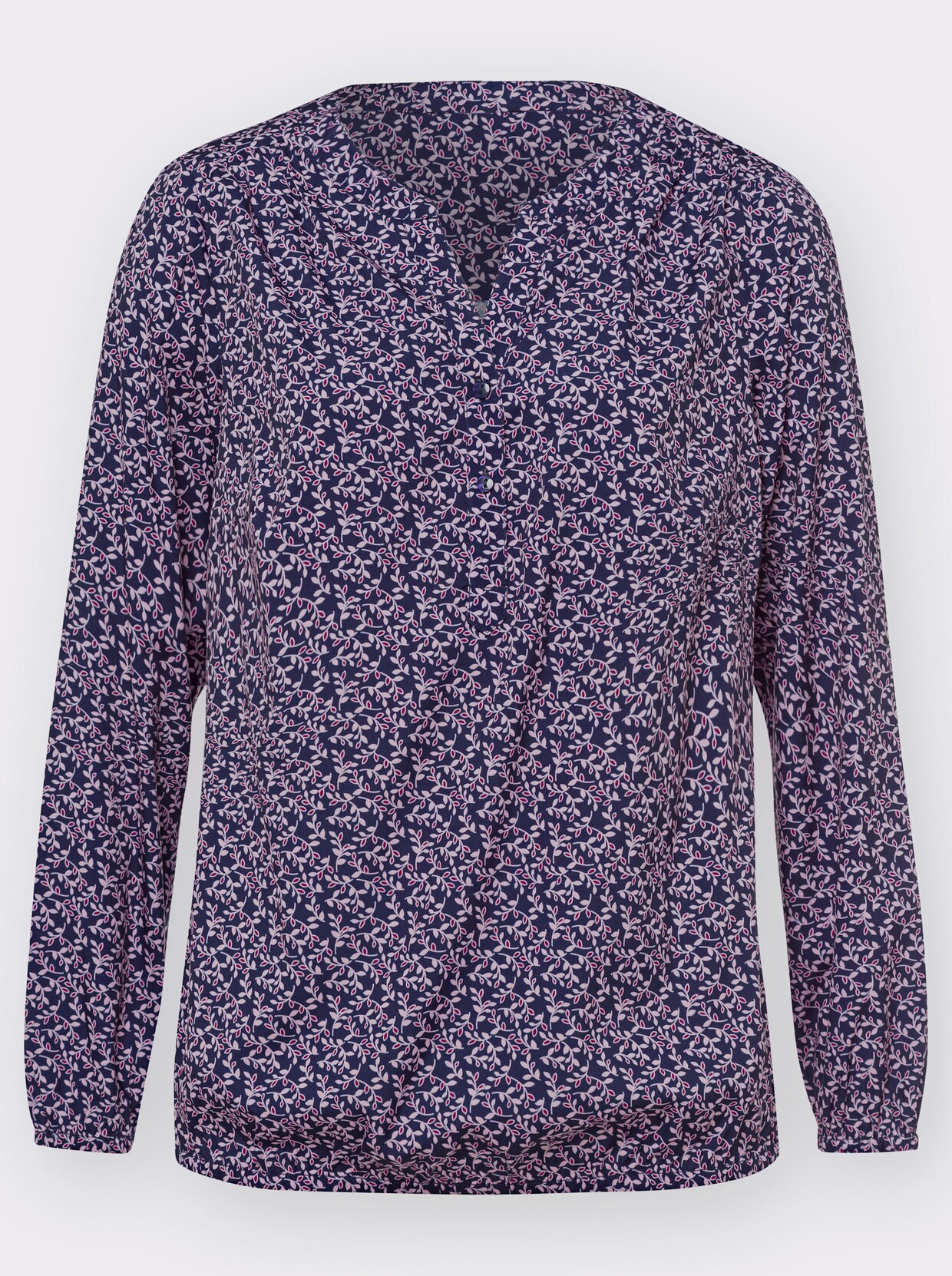 Comfortabele blouse - nachtblauw gedessineerd