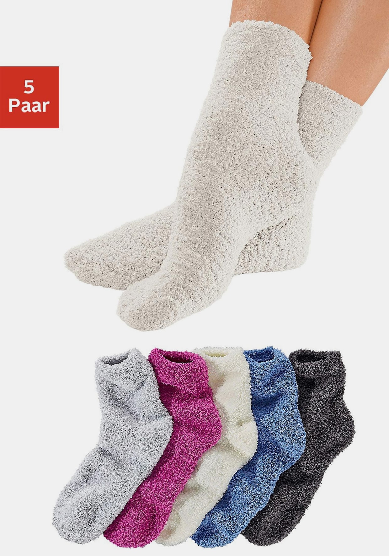 Lavana Kuschelsocken - grau, ecru, pink, blau, anthrazit