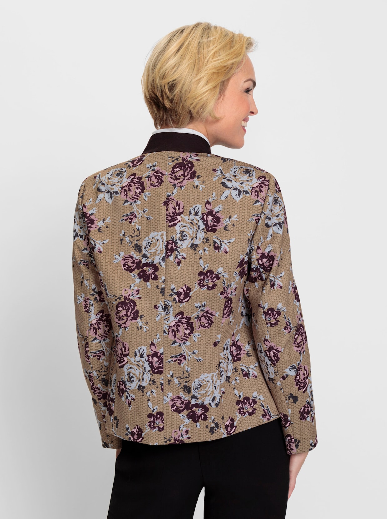 Jersey blazer - beige/bordeaux bedrukt