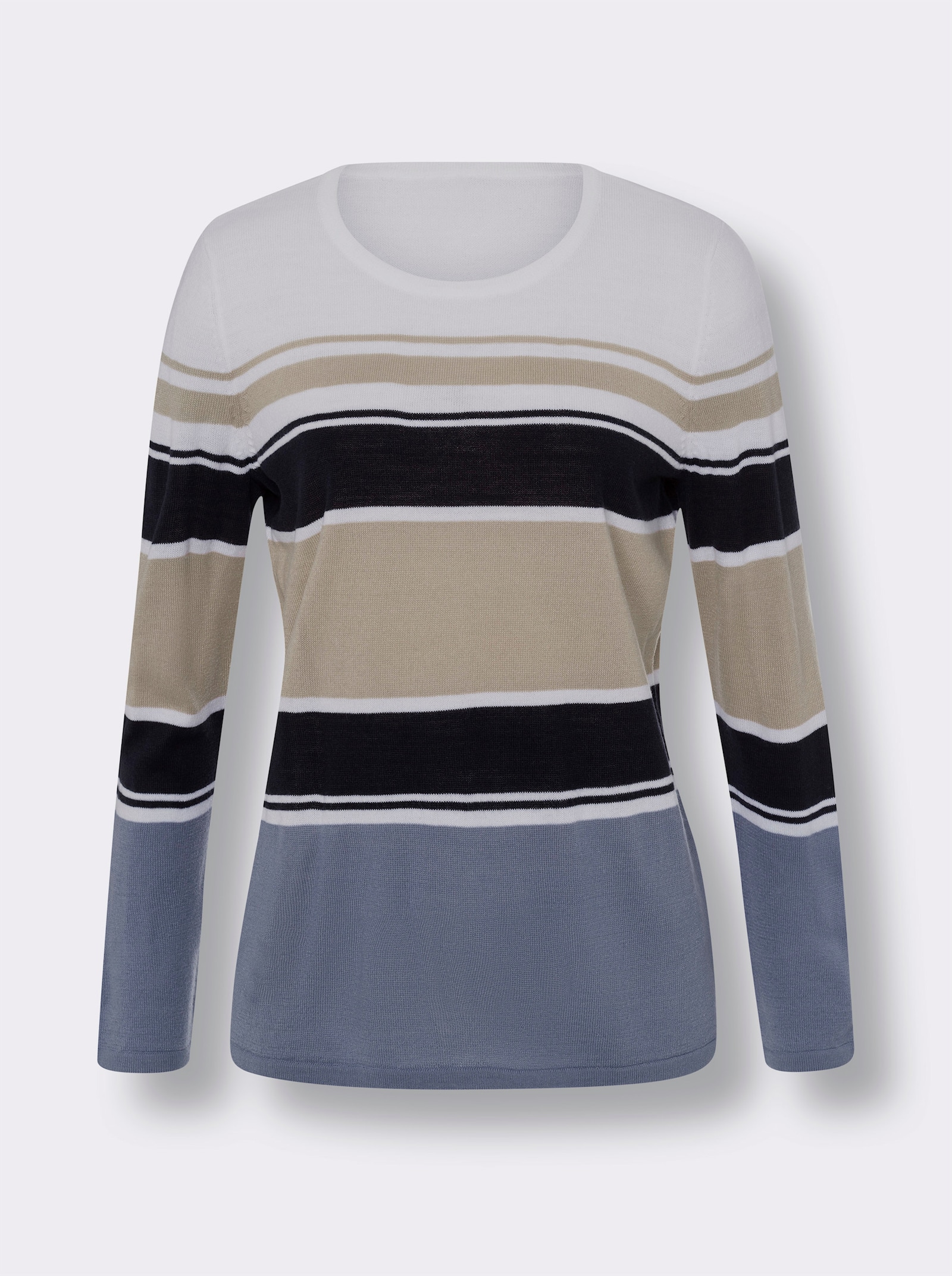 Langarmshirt mit Colour-Blocking - ecru-beige-taubenblau