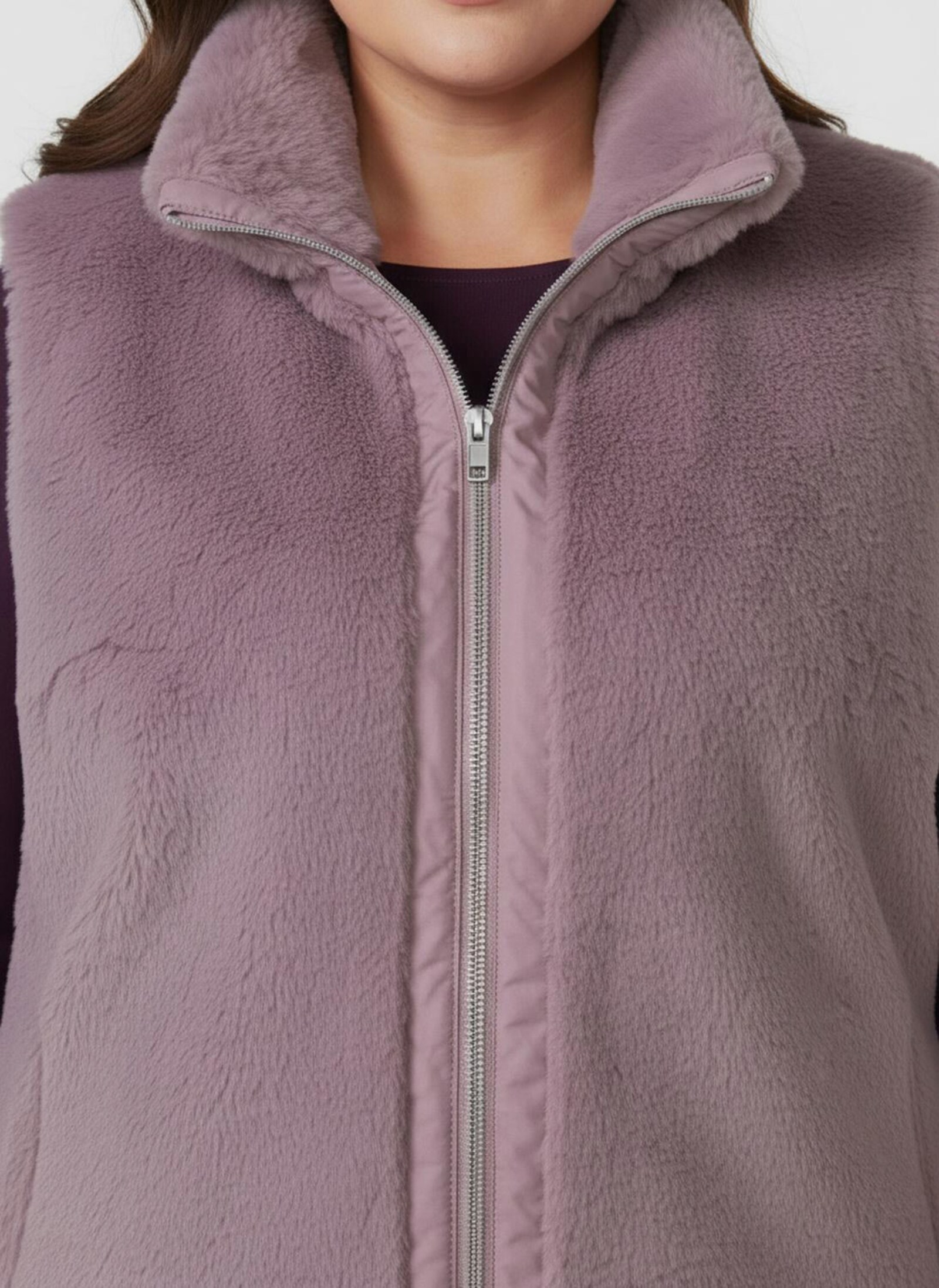 Fellimitatweste in kürzerer Form - mauve