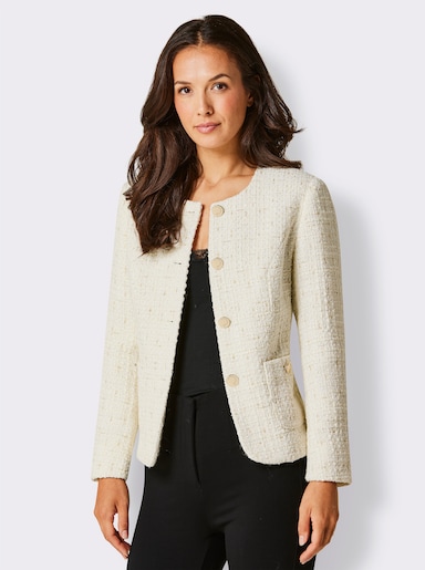 CREATION L PREMIUM Bouclé-Blazer mit 30% Wolle - ecru