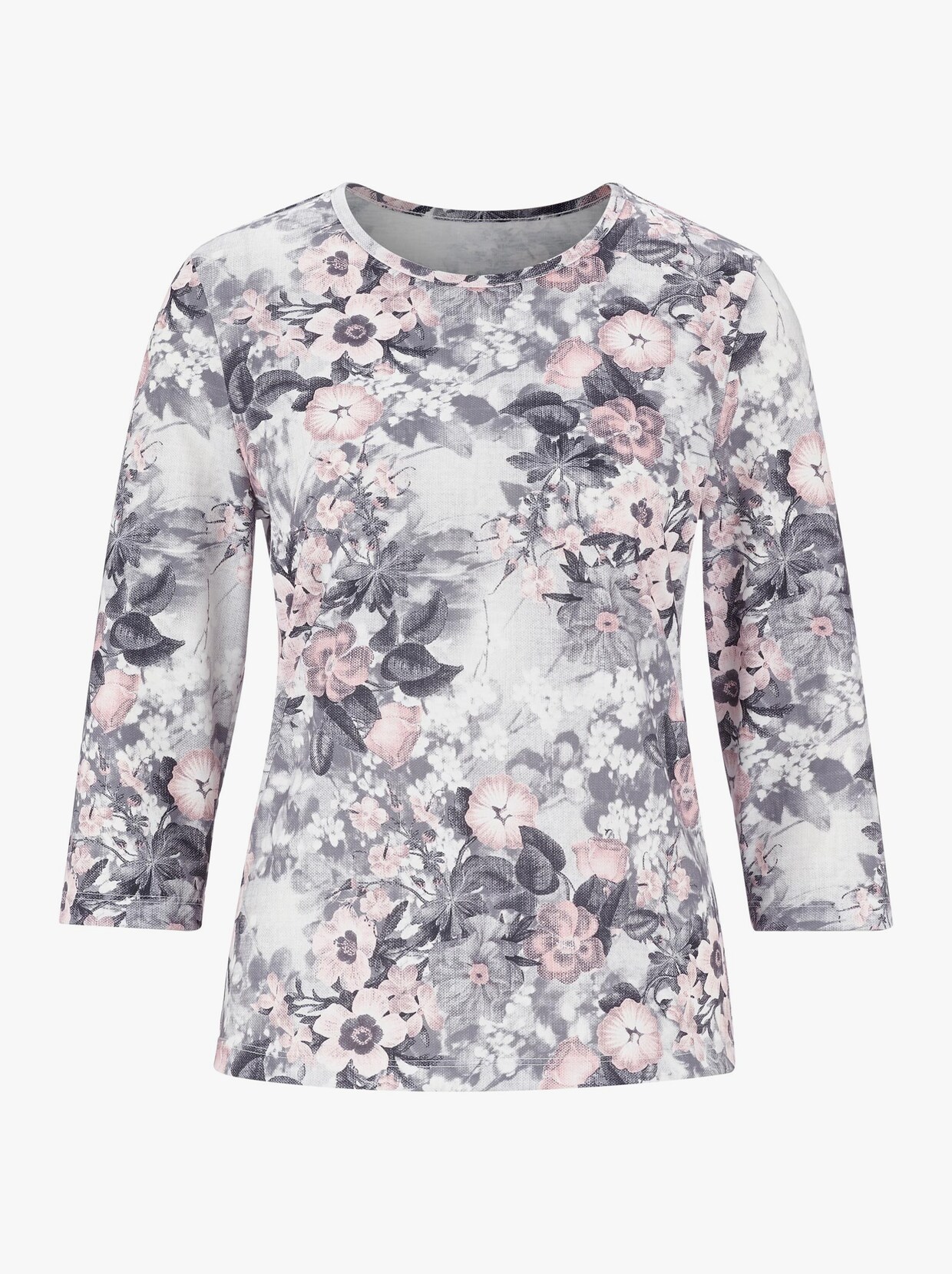 Shirt met ronde hals - roze/grijs geprint
