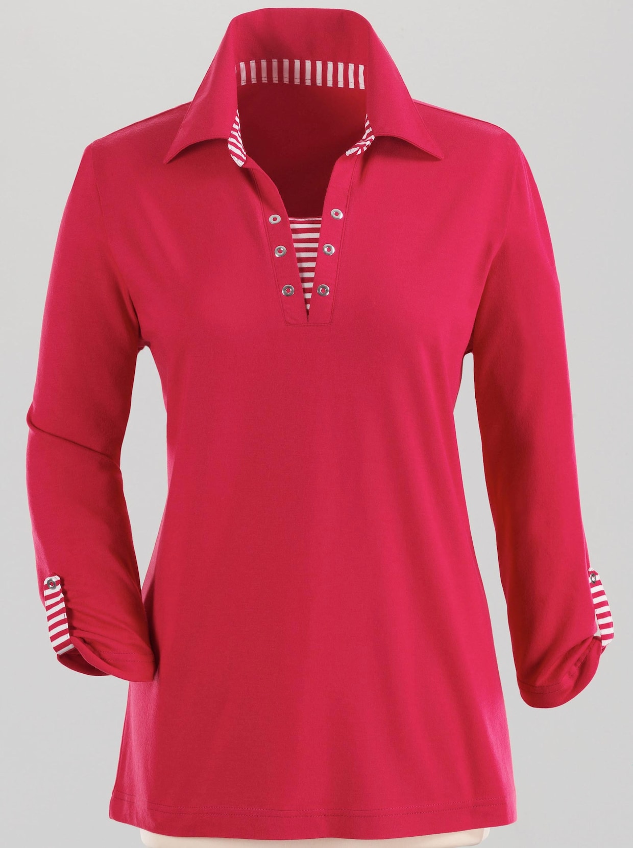 Shirt met 3/4-mouw - kersenrood