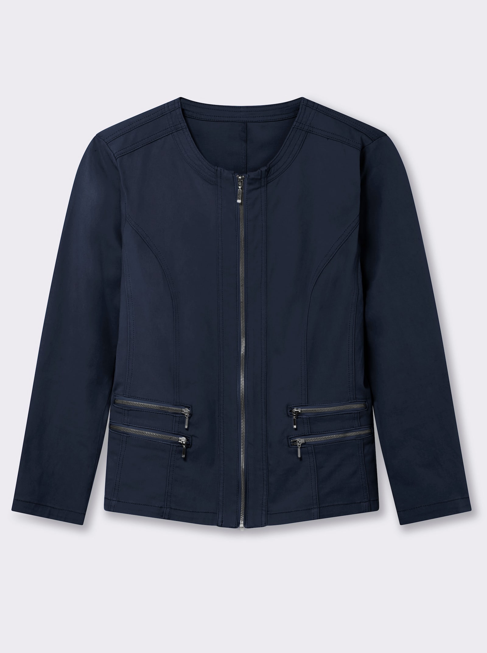 Jeansblazer mit Zier-Reißverschlüssen - marine