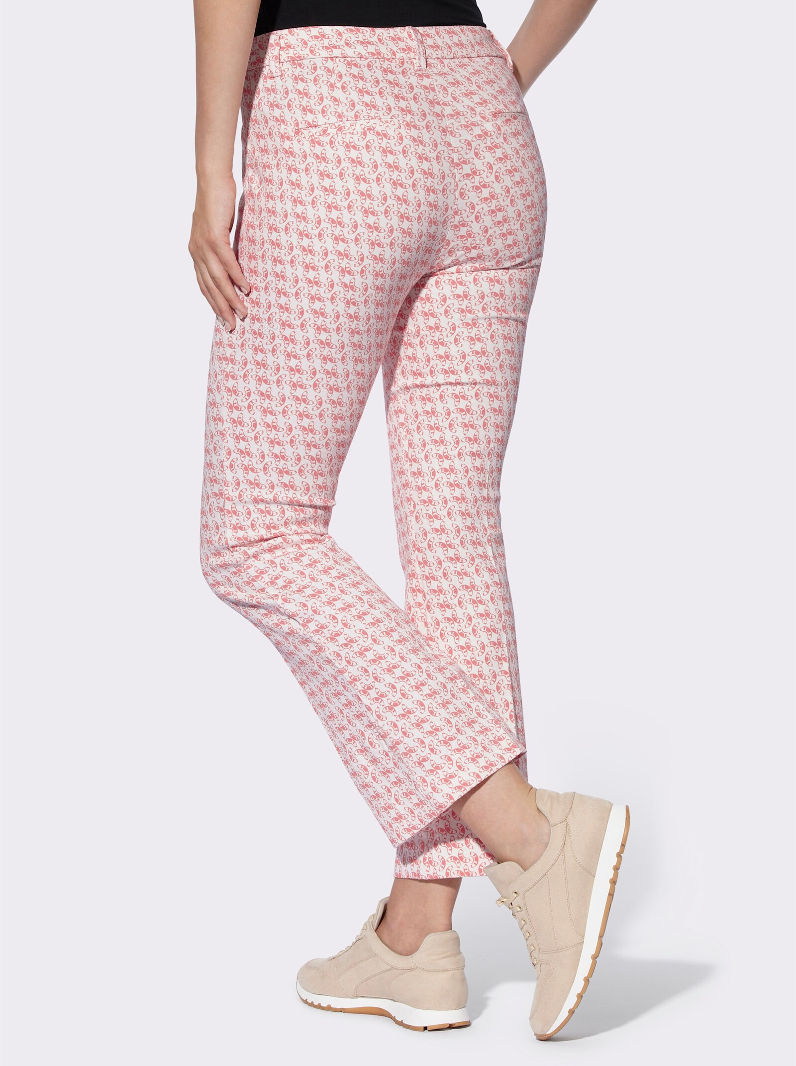 heine Druckhose in softer Stretch-Qualität - flamingo-ecru-bedruckt