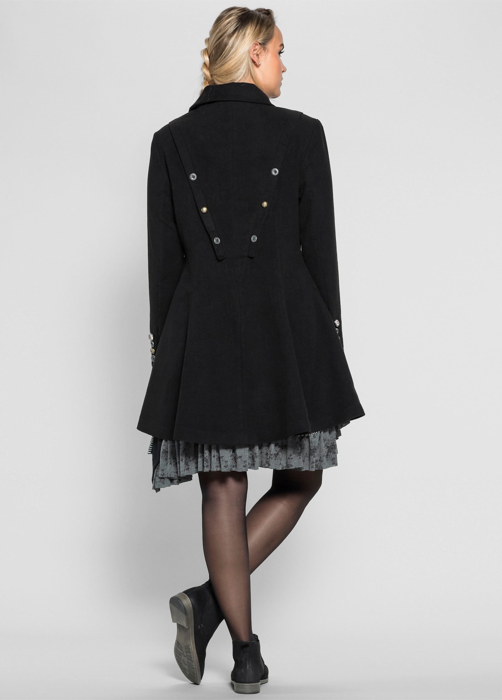 sheego by Joe Browns Kurzmantel in asymmetrischem Schnitt - schwarz