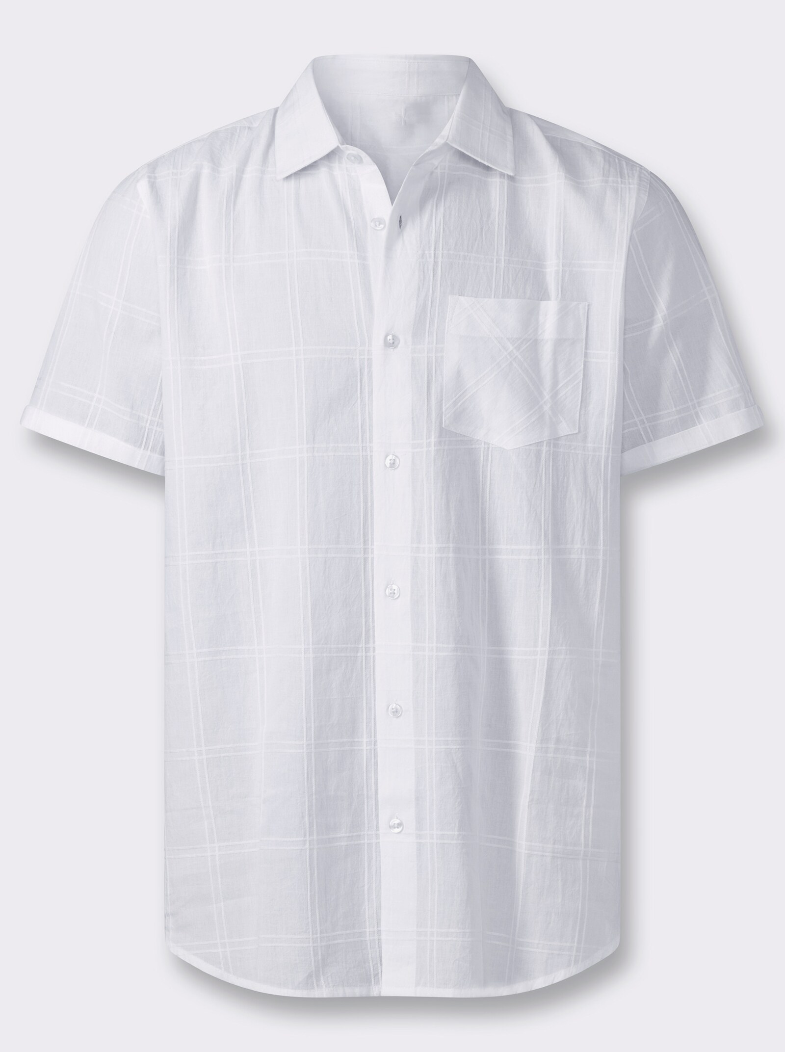 Kurzarmhemd strukturierte, garngefärbte Qualität - weiß