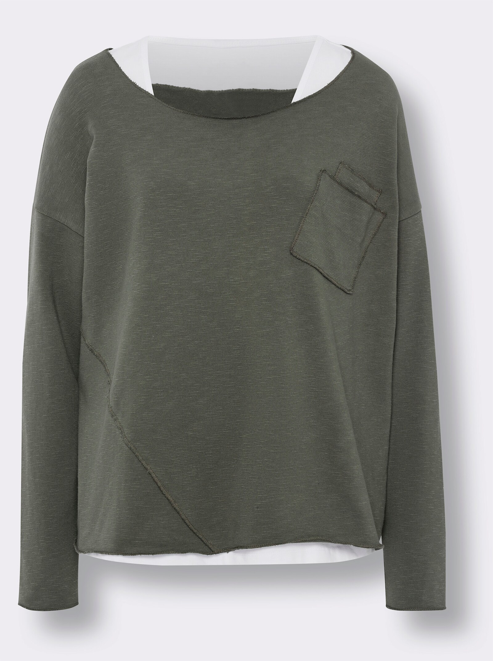 heine 2-in-1-Shirt mit Brusttasche - khaki-ecru