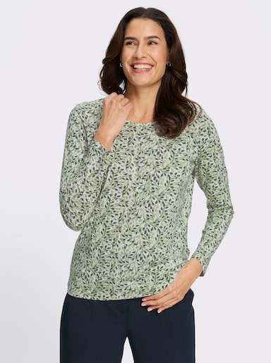 Print-Shirt - khaki-schilf-bedruckt