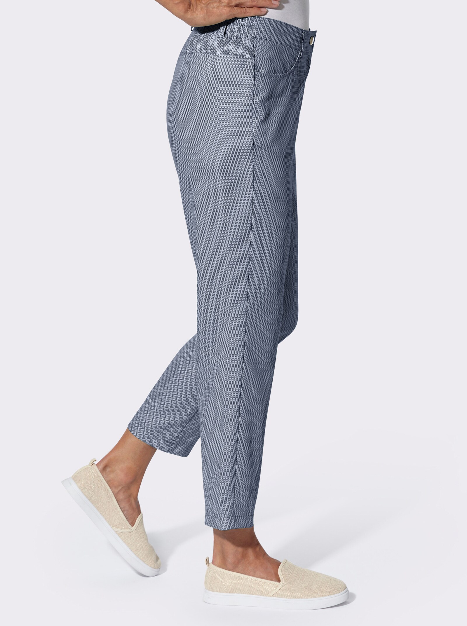 7/8-Hose im Minimal-Muster - dunkelblau-bedruckt