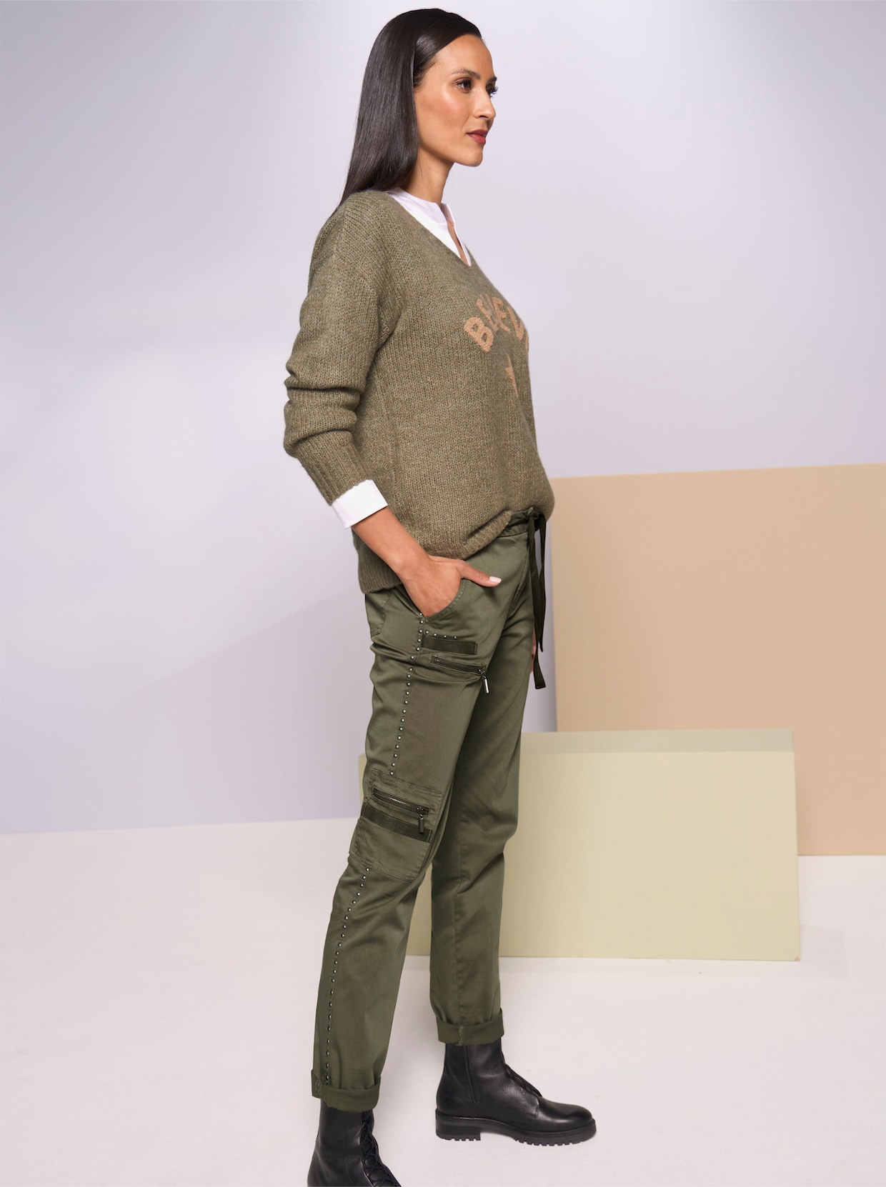 heine Pantalon cargo - kaki