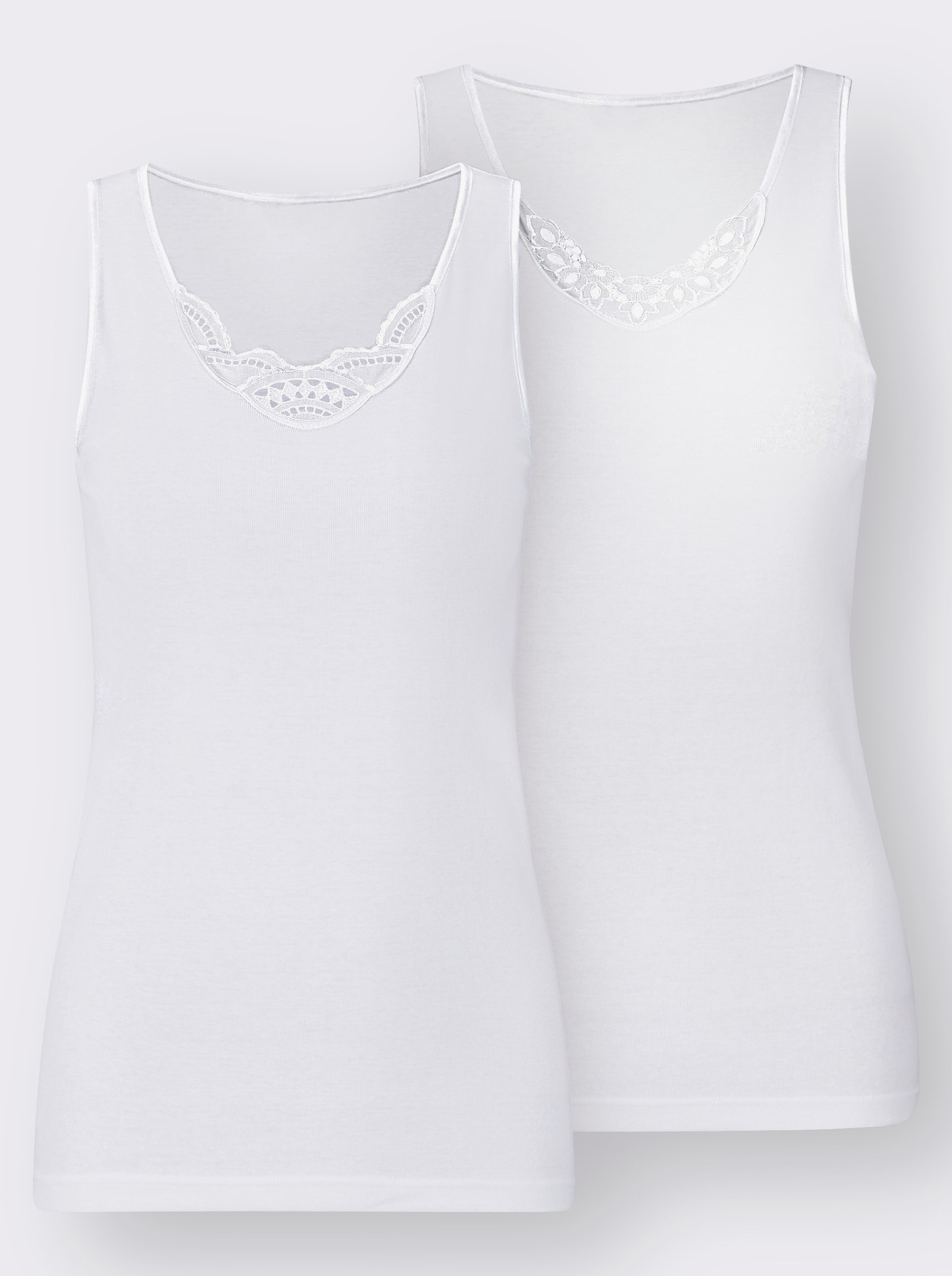 wäschepur Achselhemd mit Batist-Motiv - weiss