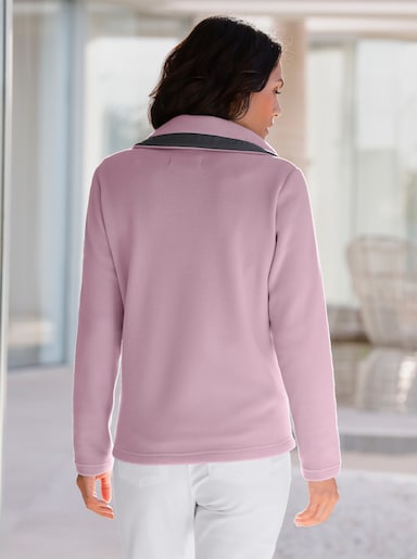 Fleecejacke mit schrägen Reißverschluss-Taschen - rosé