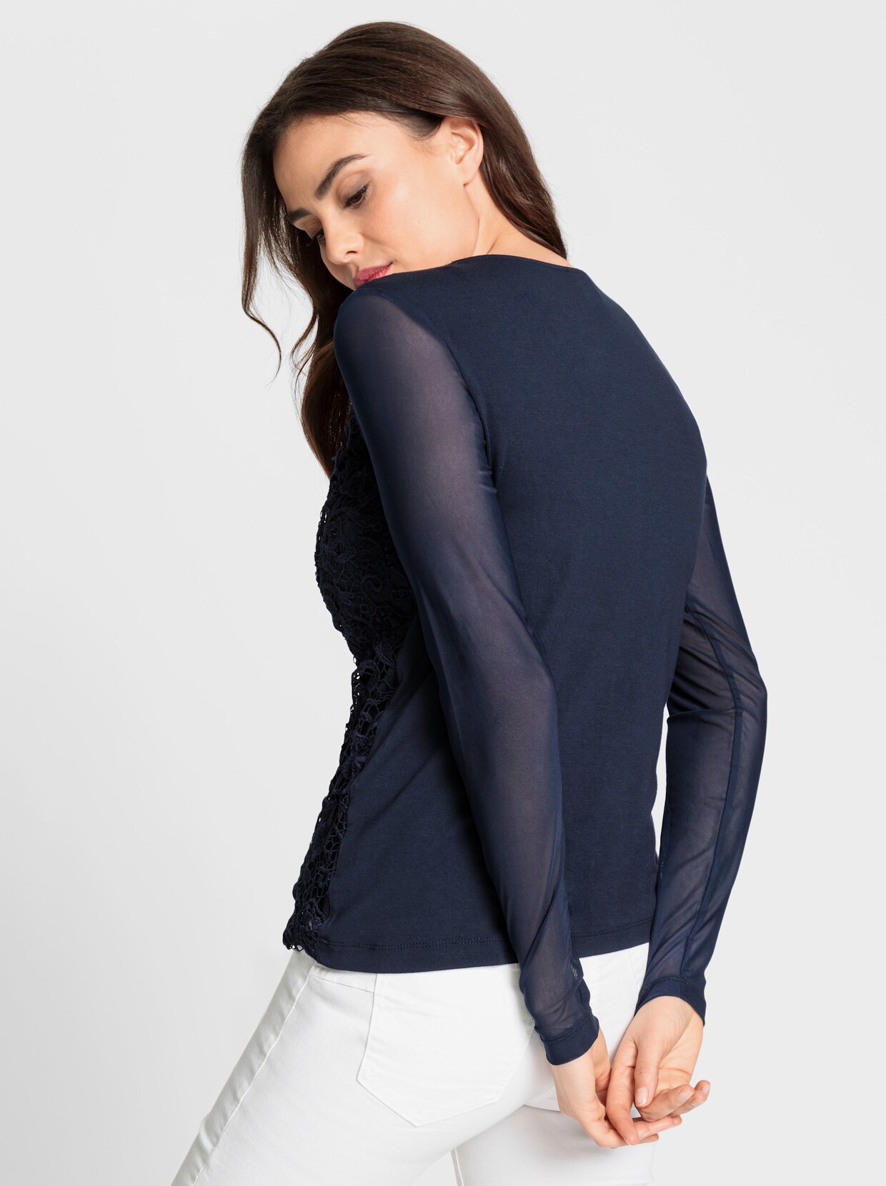 heine Shirt met v-hals - marine