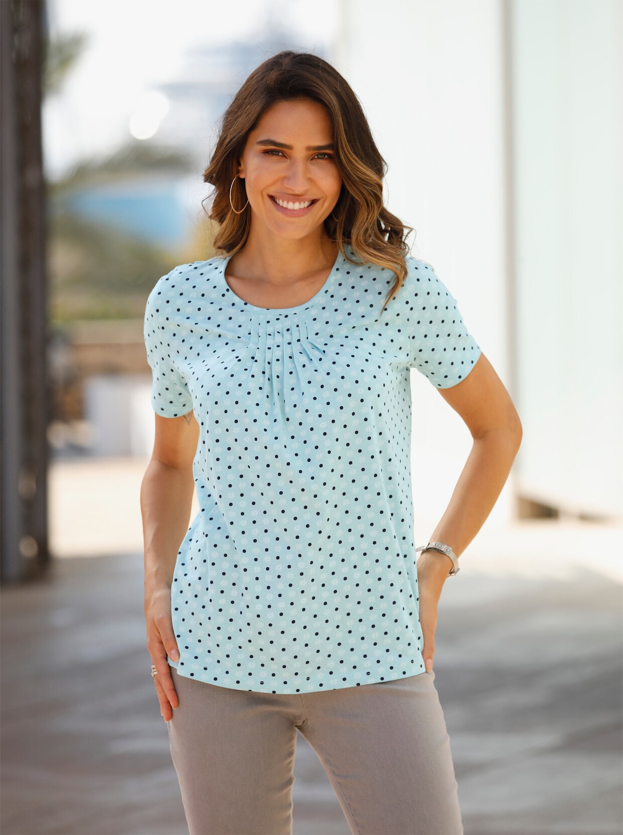 Kurzarmshirt - mint-gemustert