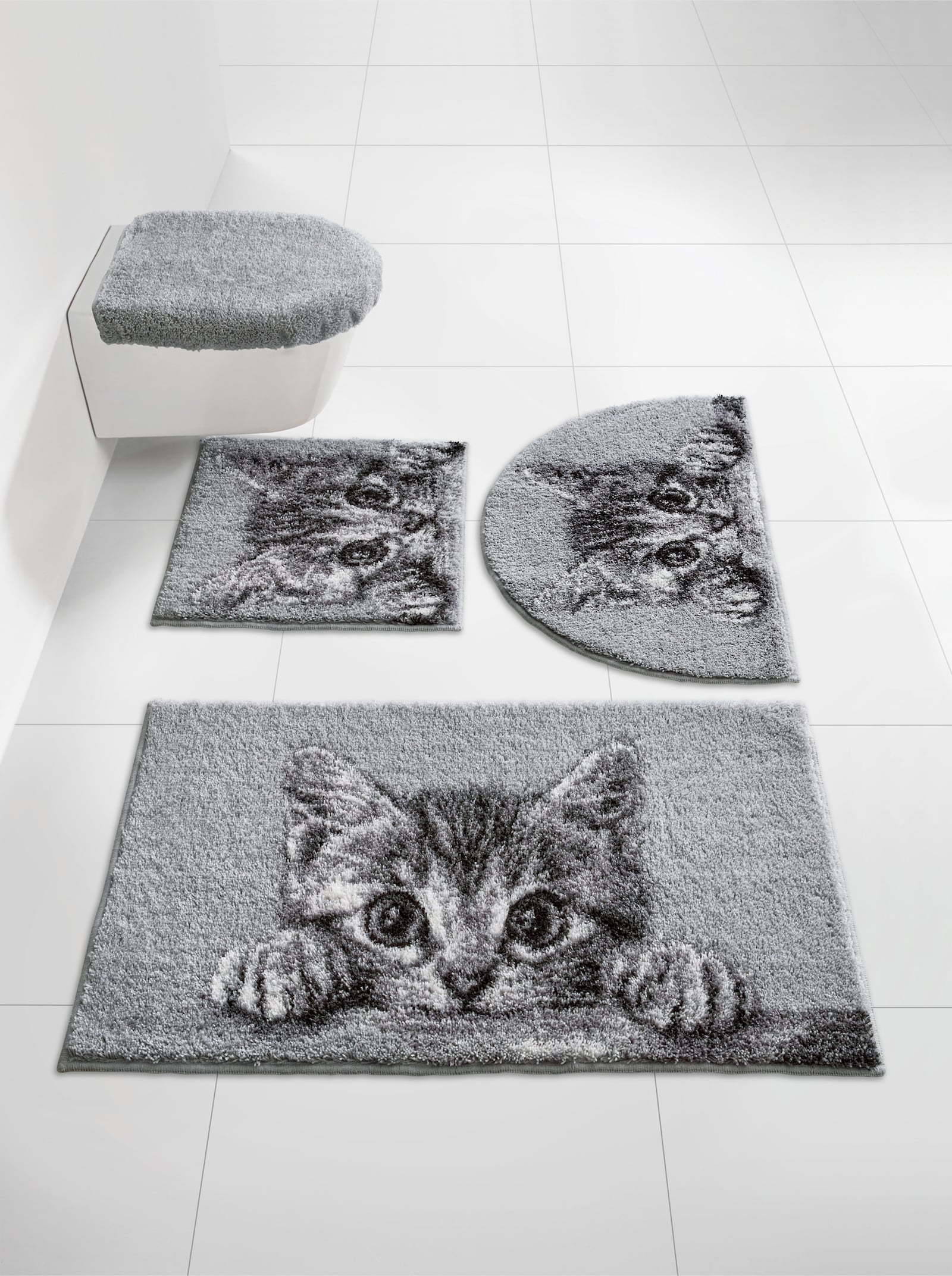 Grund Badematte - grau-gemustert