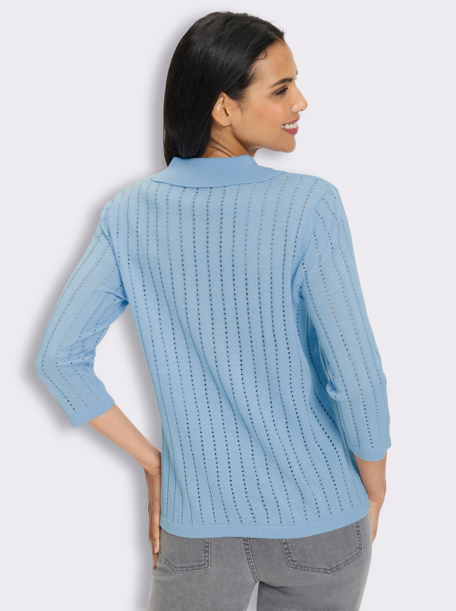 Polopullover mit 3/4-Ärmeln - eisblau