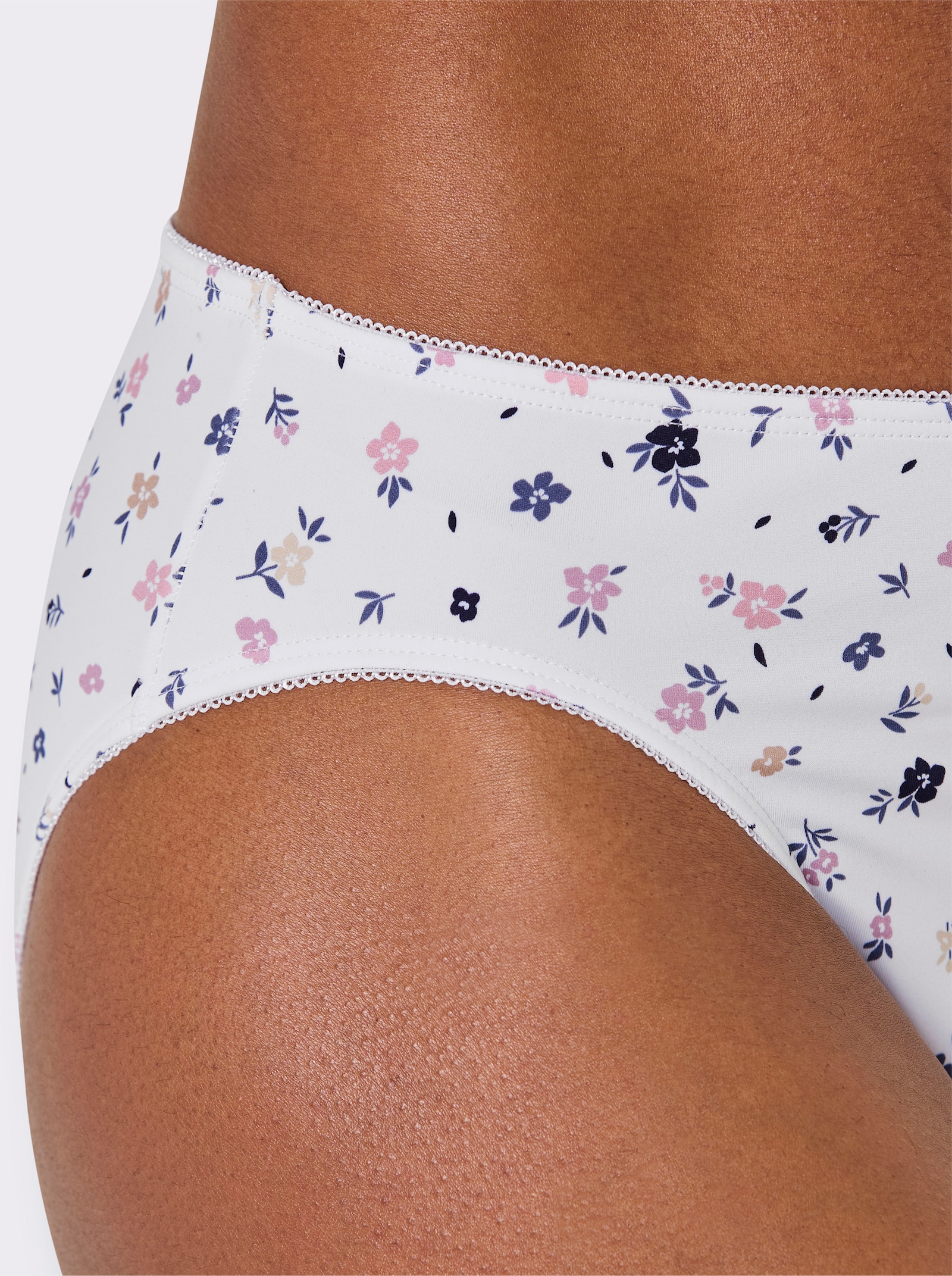 wäschepur Jazzpants mit Mäusezähnchenborte - weiß-mauve + weiß