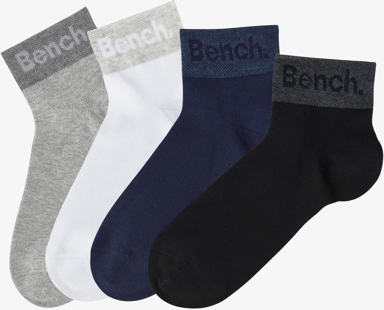 Bench. Kurzsocken - 2x schwarz, 2x weiss, 2x hellgrau-meliert, 2x blau