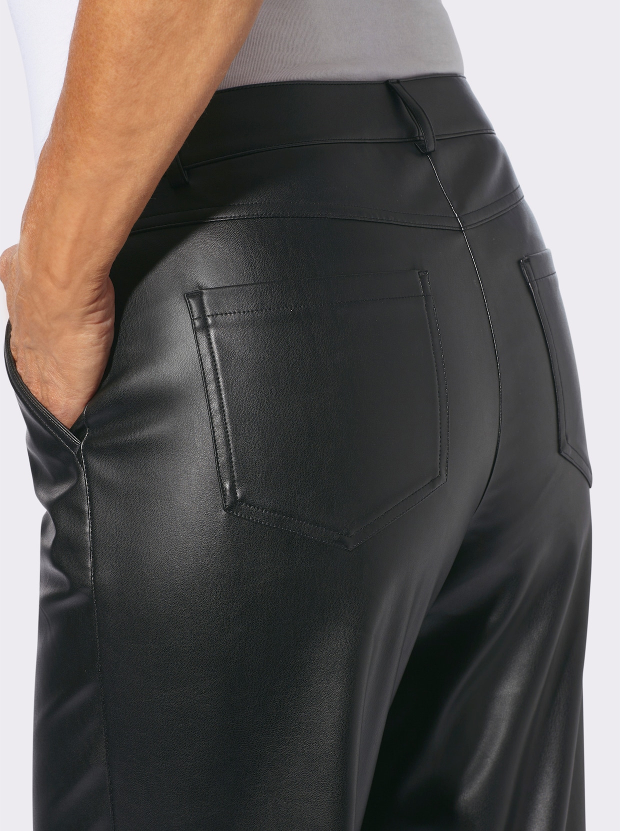 Lederimitathose - schwarz
