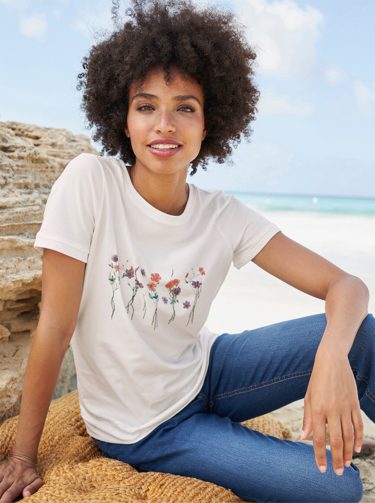 heine Shirt met korte mouwen - ecru