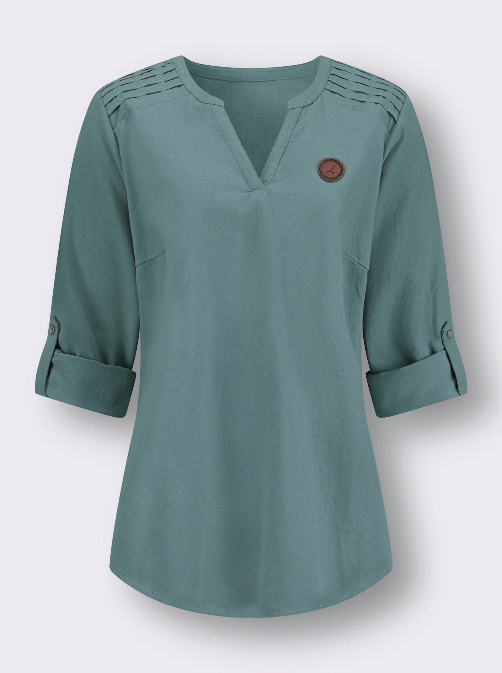 Jeanstunika mit Biesenverzierung - jade