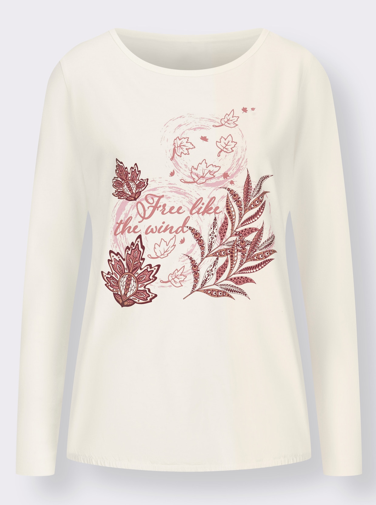 Shirt met lange mouwen - ecru/rozenhout gedessineerd