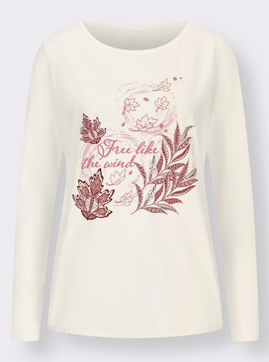 Shirt met lange mouwen - ecru/rozenhout gedessineerd