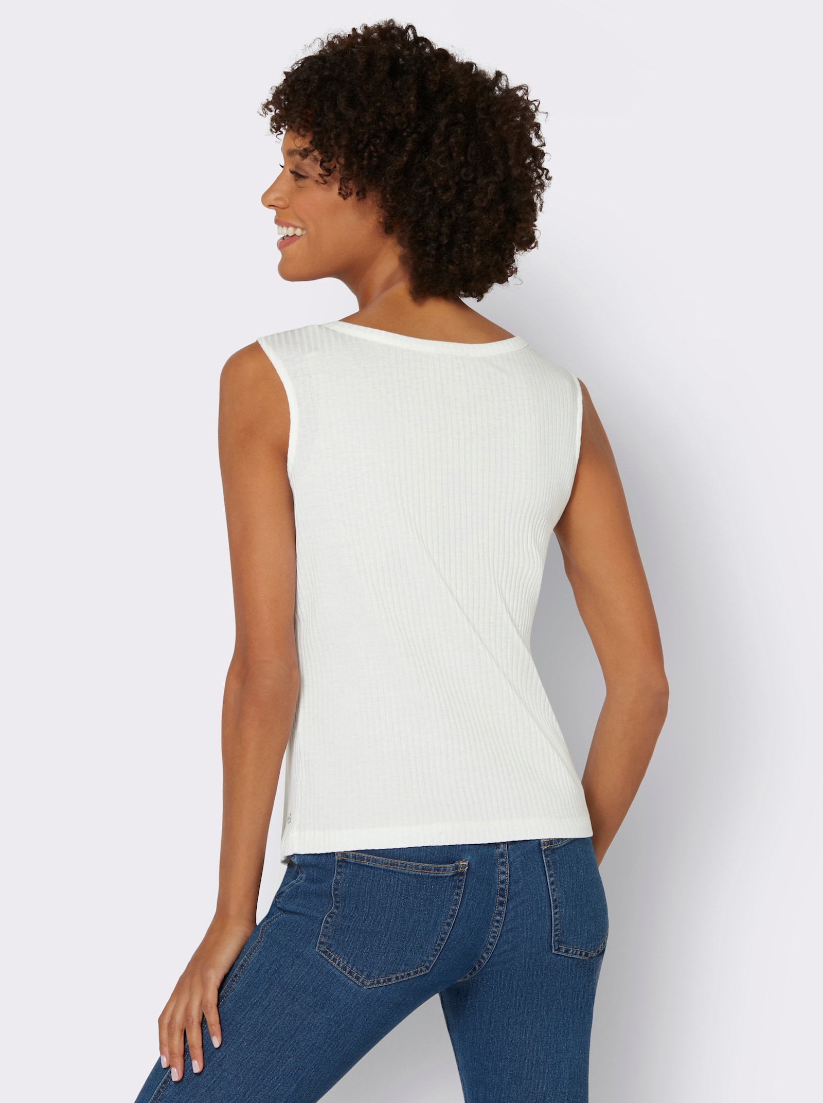 Shirttop in Ripp-Qualität - ecru